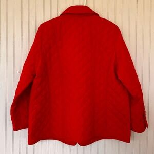 Chicos Red Quilted Jacket Womens Size 2 Large Button Front Diamond Coat Pocket